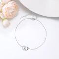wholesale 925 Sterling Silver Double Horseshoe Anklet White Gold Plated Black White Cz Crystal-0-3