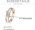 wholesale TOUPOP 2 Ct Rose Gold Moissanite Engagement Ring For Women S925 Sterling Silver Moissanite Round Wedding Ring Guard Double Rings Vintage Ladies Dainty Anniversary Promise Jewelry Gift For Women Size 6-9 -0-5