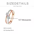 TOUPOP Sterling Silver Moissanite Rose Gold Plated Double Ring Guard-0-5
