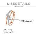 TOUPOP Sterling Silver Moissanite Rose Gold Plated Double Ring Guard-0-5