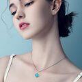 wholesale 925 Sterling Silver Square Turquoise Stone Pendant Necklace - Vintage Boho Style Jewelry for Women-0-1