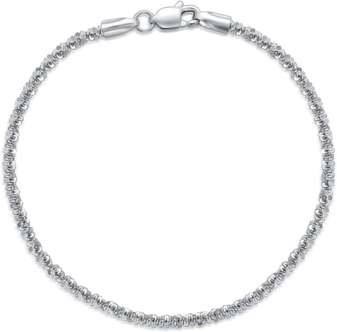 925 Sterling Silver Snake Chain Bracelet with Lobster Claw Closure - Italian Made (Length: 7)-0-0