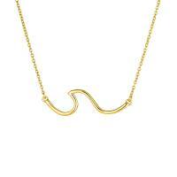 wholesale 925 Sterling Silver Wave Pendant Necklace Wholesale In Rose Gold Tone For Women Fashionable Minimalist Jewelry-gold 20.0 Inches