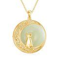 wholesale 925 Sterling Silver Cat On Moon Pendant Necklace-0-21
