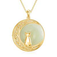 wholesale 925 Sterling Silver Cat On Moon Pendant Necklace-Cats 1-Gold