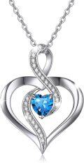 wholesale 925 Sterling Silver Birthstone Heart Necklace Infinity Love Pendant-0-0