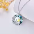 TOUPOP Sterling Silver Blue Crystal Wolf And Boy Pendant Necklace-0-3