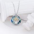 wholesale Sterling Silver Blue Crystal Celtic Tree of Life Pendant Necklace-0-15