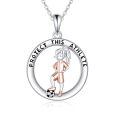 wholesale 925 Sterling Silver Protect This Athlete Girl with Soccer Ball Charm Sporty Necklace Gift for Women and Girls-0-0