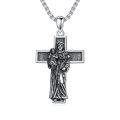wholesale 925 Sterling Silver Saint Anthony Cross Pendant Necklace Oxidized Vintage Religious Jewelry-0-0