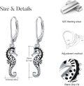 wholesale 925 Sterling Silver Black Enamel Sea Horse Leverback Drop Earring Gift for Her-0-3