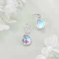 wholesale 925 Sterling Silver Teardrop Moonstone Dragonfly & Lotus Flower Leverback Earrings Gift for Women-0-4