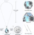 wholesale 925 Sterling Silver Blue Sunflower Moonstone Teardrop Pendant Necklace for Women and Girls-0-5