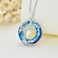 TOUPOP Sterling Silver Blue Crystal Firefly Pendant Necklace-0-2