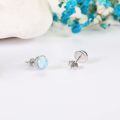wholesale 925 Sterling Silver Round Blue Larimar Stud Earrings For Women-0-3