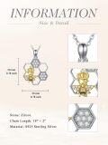 wholesale Ladybug/bee Necklace Valentines Day Gifts For Her 925 Sterling Silver Bee/ladybug Pendant Jewelry For Women Honeycomb Crown Bee Necklace, Gifts For Women Mom Anniversary Birthday Mother's Day -0-3