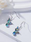 wholesale 925 Sterling Silver Abalone Shell Inlay Hummingbird Drop Earrings for Women-0-4