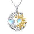 wholesale 925 Sterling Silver Celtic Moon and Stars Pendant Necklace for Women Girls-0-0