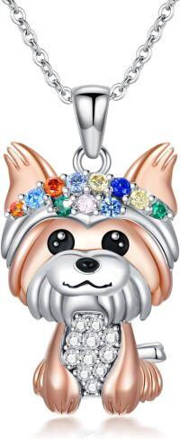 wholesale  Sterling Silver Birthstone Highland Cow Panda Fox Frog Koala Guinea Pig Elephant Necklace Gift -Yorkshire