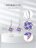 wholesale 925 Sterling Silver American Flag Pinwheel Drop Dangle Leverback Earrings 4th July USA  for Women Girls-0-4