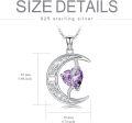 wholesale TOUPOP Alexandrite June Birthstone Necklace 925 Sterling Silver Moon And Star Pendant Necklace Celtic Moon Alexandrite Jewelry Anniversary Birthday Christmas Gifts For Women Wife Mom Her -0-5