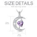 TOUPOP Sterling Silver Alexandrite Moon Star Pendant Necklace-0-5