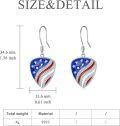 wholesale Silver Metal American Flag Guitar Pick Drop Dangle Hook Earrings USA Jewelry for Women Girls 925 Sterling Silver Hypoallergenic Gift Boxed-0-4