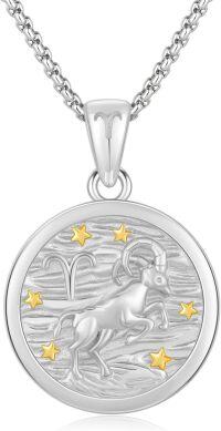 wholesale 925 Sterling Silver Aries Zodiac Sign Constellation Pendant Necklaces for Women Men Astrology Gifts-3-Aries（B-White Mar.21-Apr.19)