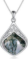wholesale 925 Sterling Silver Moonstone Lapis Larimar Moss Agate Teardrop Filigree Pendant-0-39