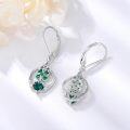 wholesale 925 Sterling Silver Green Crystal Clover Heart Drop Earrings 4å¶èçå½ä¹æ åå è³ç¯-0-1