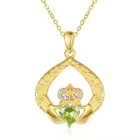 wholesale 925 Sterling Silver Claddagh Birthstone Pendant Necklaces for Women-08 Aug - Peridot