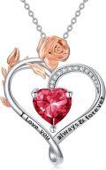 wholesale 925 Sterling Silver Rose Heart Birthstone Necklace for Women Valentine s Day Mother s Day Gift-0-0