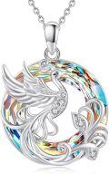 wholesale 925 Sterling Silver Rainbow Austrian Crystal Swan Pendant Necklace-0-0