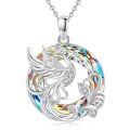 wholesale 925 Sterling Silver Rainbow Austrian Crystal Swan Pendant Necklace-0-0