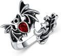 wholesale 925 Sterling Silver Gothic Rings with Simulation Stone Halloween Bat Spider Skull Rings for Women Men Adjustable Jewelry-0-0