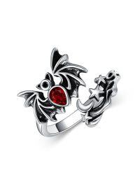 wholesale 925 Sterling Silver Rings Wholesale With Blue Crystal And Butterfly Design-6 Bat Ring