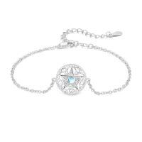 wholesale 925 Sterling Silver Celtic Knot Pentagram Moonstone Charm Bracelet-Pentagram