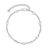 wholesale 925 Sterling Silver Turquoise Heart Beaded Ankle Anklet for Women-Z-Heart Opal Anklet 9\"-11\"