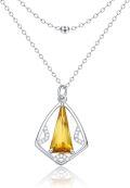 wholesale  sterling silver yellow citrine triangle pendant necklace for women ( chars)-0-0