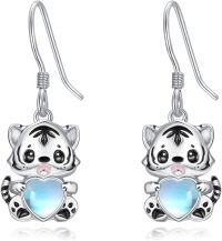 wholesale 925 Sterling Silver Tiger Moonstone Heart Drop Earrings for Women-Tiger