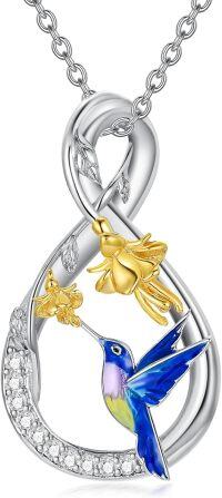 wholesale Sterling Silver Stone Animal Pendant Necklace for Women-Hummingbird