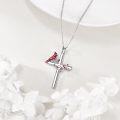 wholesale 925 Sterling Silver Red Cardinal Bird Gothic Cross Pendant Necklace for Women Gifts-0-2