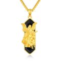 wholesale Gold 925 Sterling Silver Black Onyx Saint Michael Pendant Necklace for Men Women 24 Chain  Idea-0-0