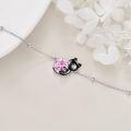 wholesale 14K Gold Pink Crystal Black Cat Pendant Necklace for Women Cats Lover-0-166