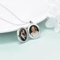 wholesale 925 Sterling Silver Moonstone Oval Locket Pendant Necklace for Mom and Daughter-0-3