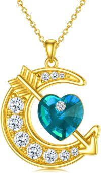 wholesale 925 Sterling Silver Moon Birthstone Crystal Pendant Necklace for Women-Dec.- Blue-green tanzanite