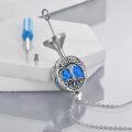wholesale 925 Sterling Silver 925 Blue Opal Tree of Life Cremation Urn Locket Necklace with Funnel and Fill Tool-0-2