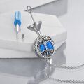 wholesale 925 Sterling Silver 925 Blue Opal Tree of Life Cremation Urn Locket Necklace with Funnel and Fill Tool-0-2