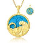 wholesale 925 Sterling Silver Virgo Zodiac Turquoise Pendant Necklace 18k Gold Plated-0-30
