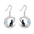 wholesale 925 Sterling Silver Cat On Moon With Star Earrings-0-0